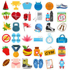 Icons fitness, sport, gym, healthy lifestyle