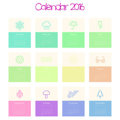 Colored calendar 2016 - Vector Design Template