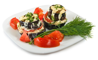 image of baked eggplant on a white background cl
