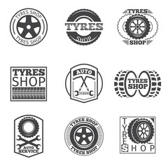 Tyre store logo. Vintage car vector label
