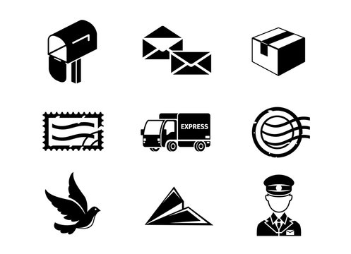 Post Service Vector Black Icon Set