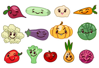 Vegetables kawaii characters