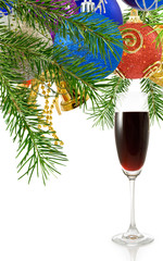 image of glass of wine  and branches