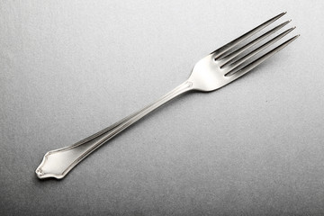 elegant steel fork on silver