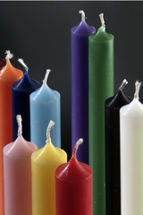 group of colorful cylindrical candles i
