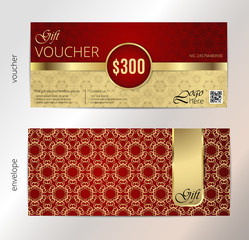Vector illustration,Gift voucher template with clean and modern pattern.