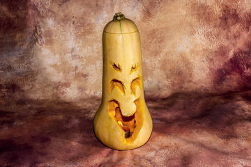 Scary smilling halloween carved pumpkin