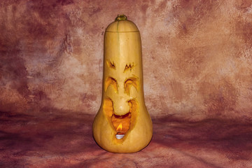 Scary smilling halloween carved pumpkin