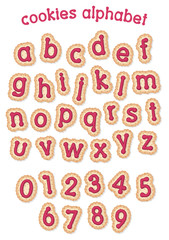 cookies alphabet - red berry jam on the biscuit cookies