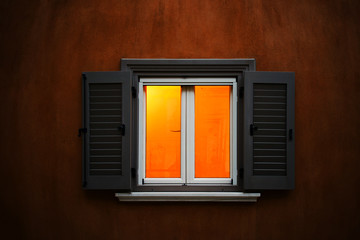 Obraz premium Red window at Plaka - Athens