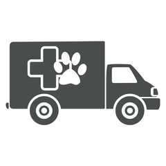 Icono plano camion sanidad animal gris