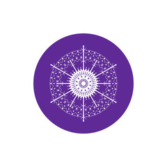 Linear Icon of a Snowflake,Icon of a  Christmas Decoration, Colorful Round Icon Snowflake, Icon of a Openwork Pattern in the Form of Snowflakes,Vector Illustration