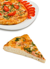 Isolated image of delicious pizza close-up