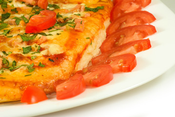 Isolated image of tasty pizza close-up