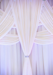 White curtain in the wedding hall