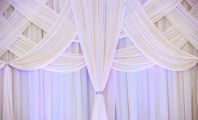 White curtain in the wedding hall