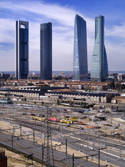 Fototapeta premium Overview of the four most emblematic skyscrapers of modern Madrid