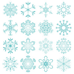 collection of blue snow flakes