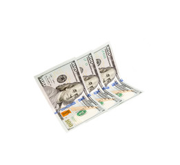 One hundred dollars banknotes U.S. isolated on white background