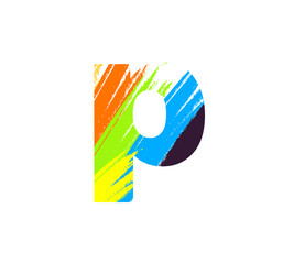 abstract brush letter logo p