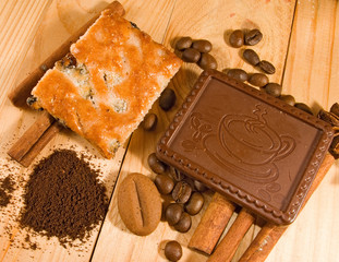 Image of cookies,  coffee beans closeup