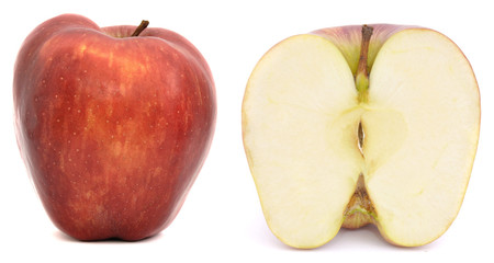 Red apple, half apple