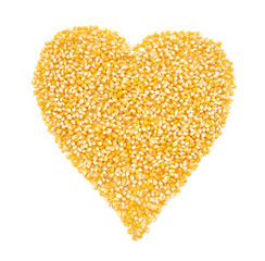 Corn. Heart made of corn grains