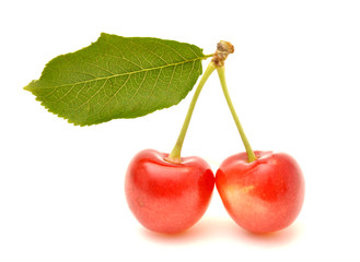 Cherry with leaf