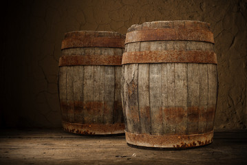 barrel for wine and beer in the basement