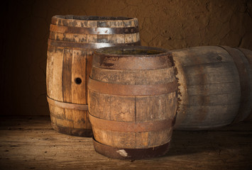 Fototapeta premium barrel for wine and beer in the basement