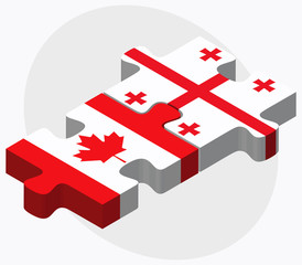 Canada and Georgia Flags in puzzle