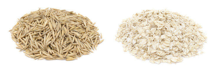 Oat grains and oat flakes