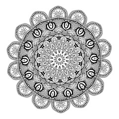 Ornament black white card with mandala