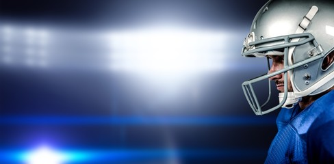 Composite image of close-up of american football player