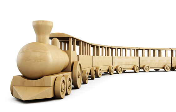 Toy wooden train. 3d.