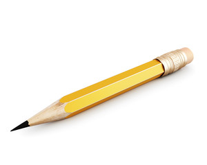 Naklejka premium Simple pencil with an eraser close up isolated on white. 3d.