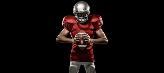 Composite image of  american football player holding ball