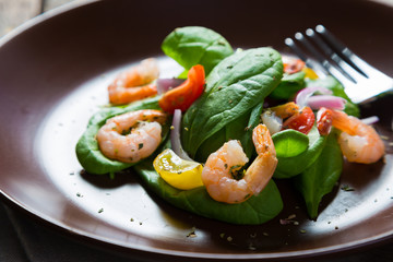 Spinach salad and shrimp