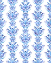 Foto op Plexiglas Repeating winter border frame, watercolor ornamental stripe © zzorik