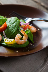 Spinach salad and shrimp