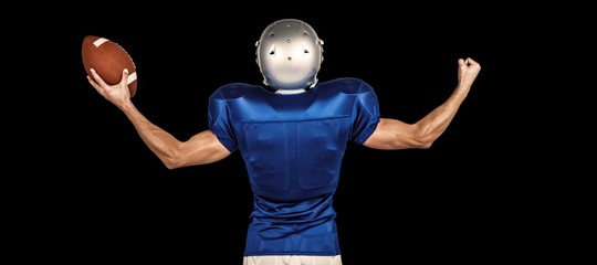 Composite image of rear view of american football player