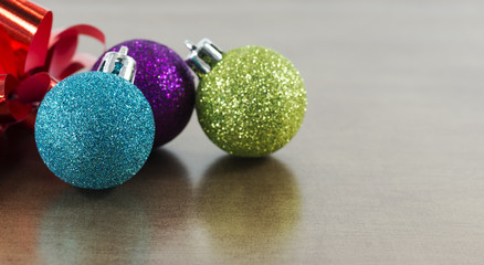 blue,pink and green christmas balls