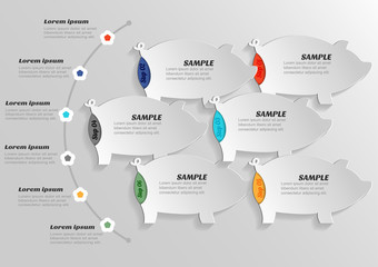 Infographic banners Templates for business . Vector  pig