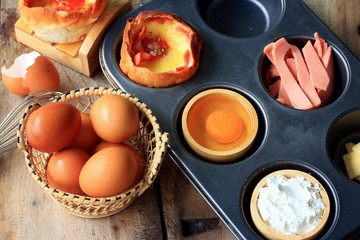 cooking baked bread ham cheese