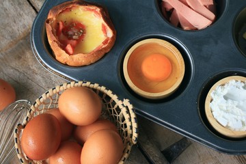 cooking baked bread ham cheese