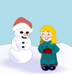 Funny Girl and Snowman
