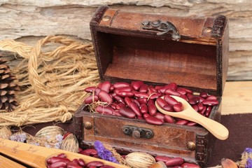 Dried red beans for cooking.