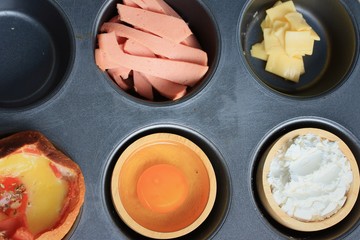 cooking baked bread ham cheese