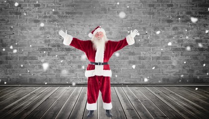 Composite image of santa with arms out