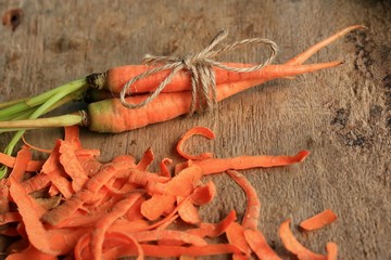fresh carrot wood background